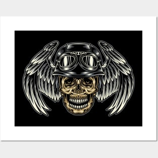 Motorcycle skull Posters and Art